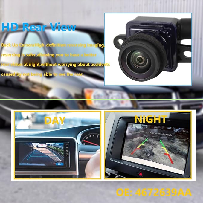 Rear View Back Up Camera Multiangle Views,Compatible with Chrysler Town & Country 2011-2016 Dodge Grand Caravan 2011-2020 Reversing Camera Replaces 4672639AA