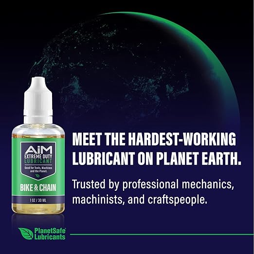 PlanetSafe Lubricants AiM Bike Chain Lube - 1oz + 2 oz - Bicycle Chain Lubricant for Road, Mountain & MTB Bikes - Dry and Wet Conditions - Non Hazardous, Safe for You - Made in the USA!