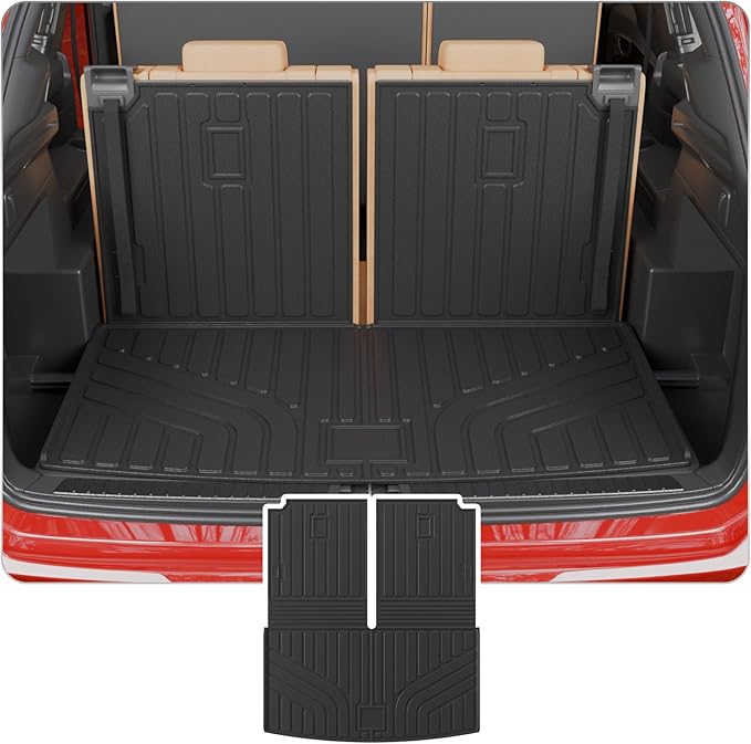 Cargo Mat Compatible with 2018-2025 2026 Volkswagen Atlas Trunk Mat Trunk Liner Cargo Liner (NOT for Cross Sport) Back Seat Cover 2024 VW Atlas Accessories (Trunk Mat with Backrest Mat)