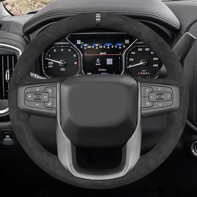 MEWANT Hand Stitch Steering Wheel Protector Wrap Cover for GMC Sierra 1500 2019-2023/Sierra 1500 Limited 2022/Sierra 2500 2020-2024/Sierra 3500 2020-2024/Yukon 2021-2023