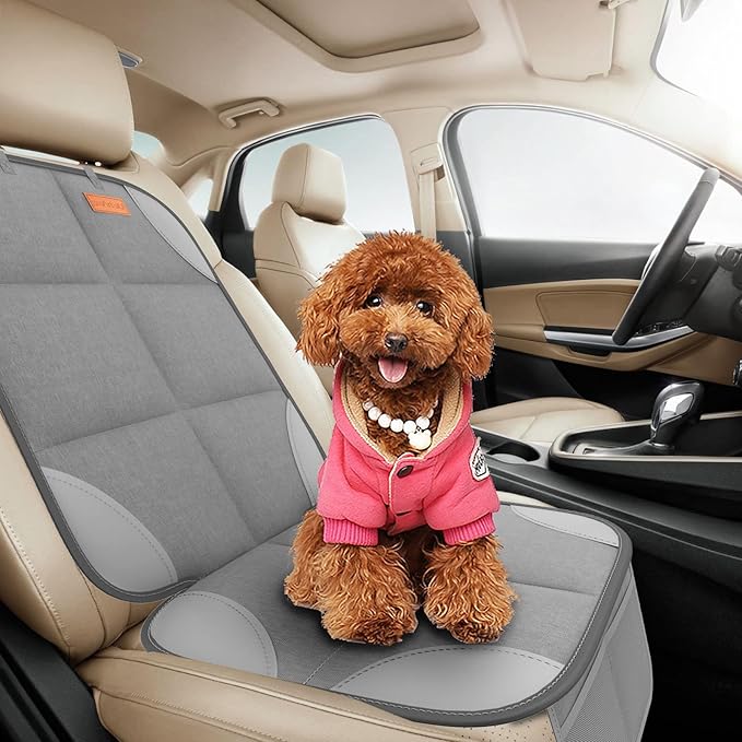 SMART ELF2 Pack Car Seat Protector-600D Fabric Waterproof Carseat Protector with Thicily Padded to Protect Your Car Seats from Child Seats and Pets (Light Grey)