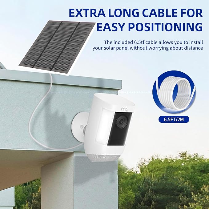 Solar Panels for Ring Camera Outdoor (New Generation)) 5W 5V Solar Panel Charger with USB-C&plug for Spotlight Cam Plus&stick up Cam Pro.Waterproof IP65 360°adjustable 10FT Cable (White, 3)