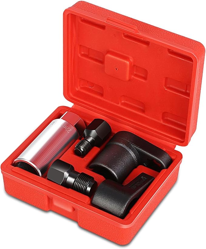 DNA MOTORING 5pcs Oxygen Sensor Socket & Thread Chaser Set Universal Fit Sensor Wrench Removal Tool 1/2" & 3/8" Drive Sockets M12 & M18 Thread Repair Tools, TOOLS-00774