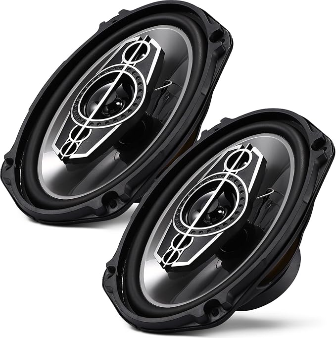 6 x 9 5-Way Car Coaxial Audio Speakers (Pair), 1000W Peak 4 Ohm Vehicle Coaxial Speaker W/PEI Dome Tweeters, Universal Car Stereo Speaker, Coaxial Tweeter Speaker Replacement