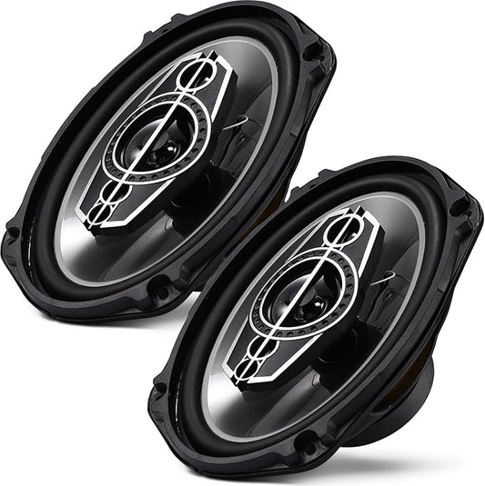 6 x 9 5-Way Car Coaxial Audio Speakers (Pair), 1000W Peak 4 Ohm Vehicle Coaxial Speaker W/PEI Dome Tweeters, Universal Car Stereo Speaker, Coaxial Tweeter Speaker Replacement