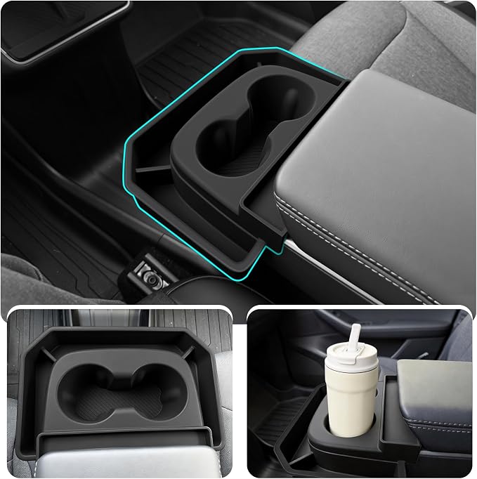 BestEvMod 4PCS Center Console Organizer Compatible with 2026 2025 Tesla Model Y Juniper | Standard Version | Accessories Armrest Storage Tray Cup Holder Wireless Charging Pad (TPE Bottom Tray)
