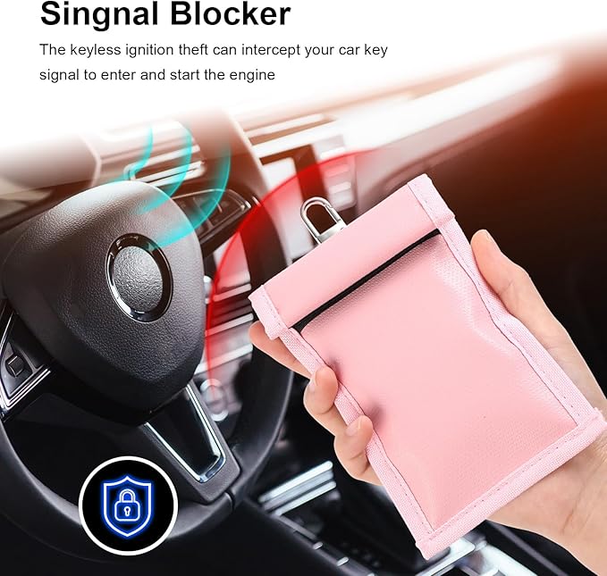 Shinylin 6 Pack Faraday Bags for Laptop Phone Car Key Tablet, EMP Proof Faraday Bags Waterproof Faraday Cage Device Signal Proof Faraday Blocker Pouch for Anti Theft Anti Tracking (Pink)