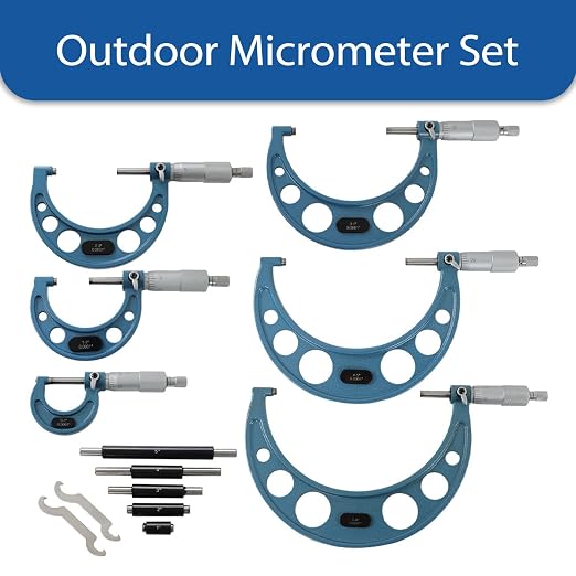 WFLNHB 6 Pcs 0-6" Outside Micrometer 0.0001" Carbide Standards Micrometers for Accuracy Measurement Work