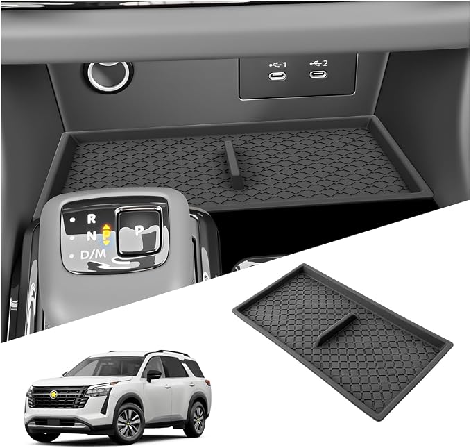 SKTU for 2026 Nissan Pathfinder Wireless Charging Mat 2026+ Pathfinder SV Wireless Charging Pad Nissan Pathfinder 2026 Accessories Rubber Non-Slip Console Mat (Only for Pathfinder SV)