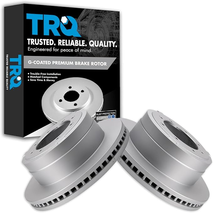 TRQ Rear Brake Rotors Set Vented Premium G-Coated Compatible with 2013-2019 Ford F-350 Super Duty 2013-2016 F-450 Super Duty