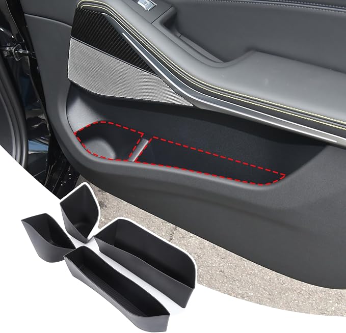 Car Front Door Storage Organizer for BMW X5 G05 2019-2025, Flexible TPE Material Waterproof & Scratch-Free Design, X5 Door Organizer with Anti-Slip Phone Holder, Eco-Friendly & Noise Reduction (Black)