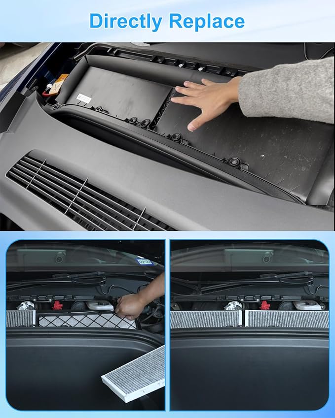 Cabin Air Filter Air Intake Filter with Activated Carbon Fit for Tesla Model Y 2020 2021 2022 2023 2024 Replace 1658375-00-A 1658376-00-A, Air Intake Set, 4 Pcs