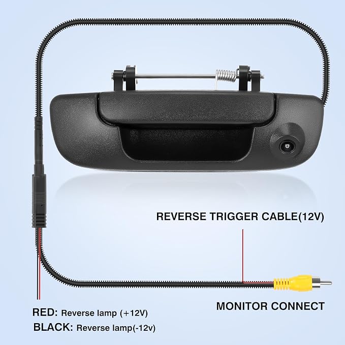 Tailgate Handle Backup Camera Fit for Dodge RAM 1500 2500 3500 2002-2008 Tailgate Reversing Rear View Park Assist Camera RCA Plug Replaces 55276237AA