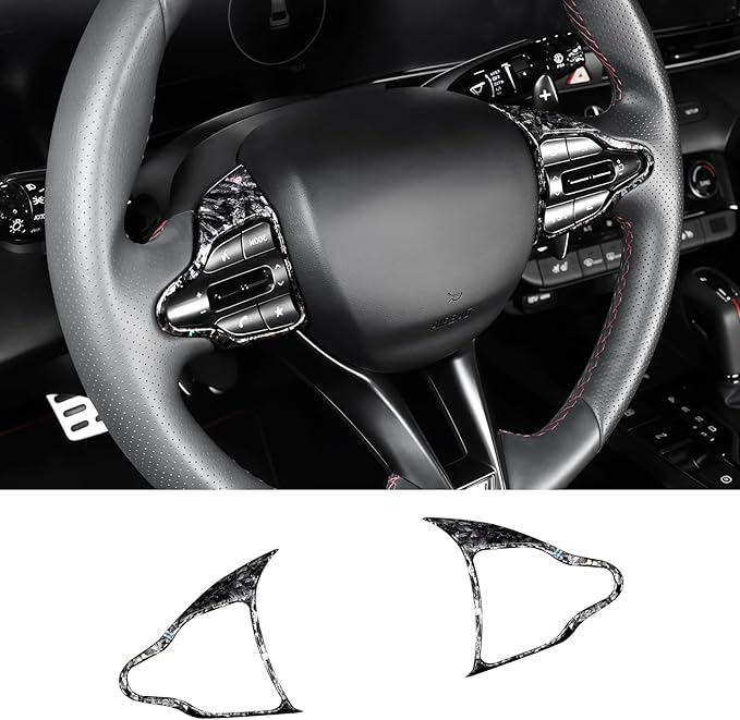 Steering Wheel Trim Control Button Cover Compatible with Hyundai Veloster JS N line 2019-2022 Hyundai Kona N Hyundai Elantra CN7 N Hyundai i30 2017-2022 Accessories (Gravel Style)