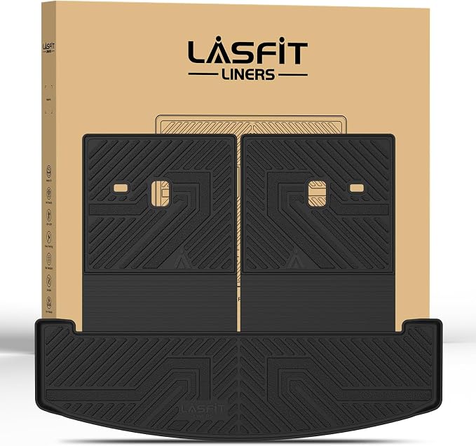 Lasfit Cargo Mat & Backrest Mats for Hyundai Santa Fe 2026 2025 2024 (Fit Gas & Hybrid), All Weather TPE Custom Fit Car Mats Trunk Mats Cargo Liners Accessories, Black