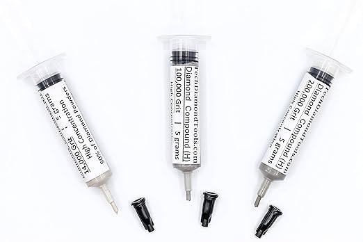 TechDiamondTools Kit of 3 Diamond Polishing Compound Polishing Paste USA Made 14000 100000 200000 Grit for Marble Glass Metal Rock Jewelry Resin Silver Gemstone with High Concentration Diamond Powder