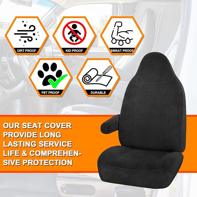 Front Seat Covers Compatible with 1999-2001 Ford F150-F550 Front Captain Chairs with Molded Headrests and Armrests, Heavy Duty Dutch Velvet Fabric