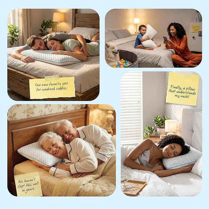 Flat Pillow for Stomach and Back Sleepers, Ultra Thin Pillow for Sleeping, Cooling Gel Slim Stomach Sleeping Pillows for Shoulder Neck Pain Relief, Low Profile Memory Foam Pillows 2.75-inches
