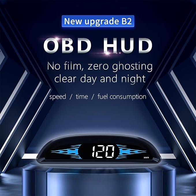 OBD2 Gauge Display,Head Up Display for Cars,Speedometer for Car with Speed Water Temperature Voltage Fuel Consumption Speeding Alert Fatigue Driving Alert,Speedometer Fits Most Post-2009 Models