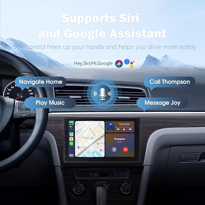 Haudio 7 Inch Double Din Car Stereo with Wireless Apple CarPlay & Android Auto, Touchscreen Android Radio, Bluetooth Car Audio Receiver (No reversing Camera)
