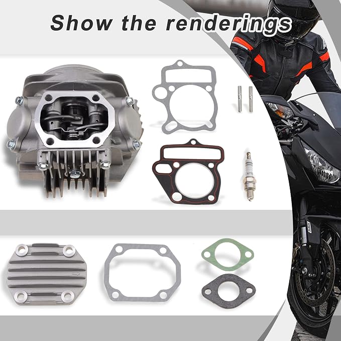 GOOFIT 52.4mm Complete Cylinder Head Valves Assembly Replacement for Apollo CRF Lifan 125cc Horizontal Engine Chinese Motorcycle ATV Go Kart Dirt Bike