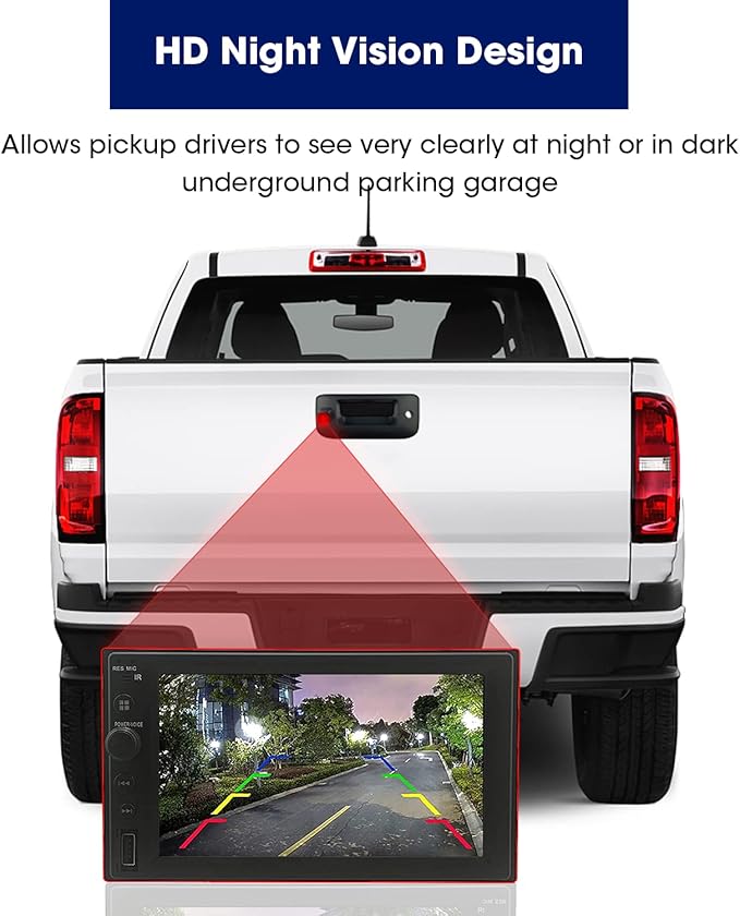 Tailgate Handle with Rearview Backup Camera for Chevy Silverado and GMC Sierra 2007-2013, Replacement Rear Camera with Clear Night Vision Waterproof