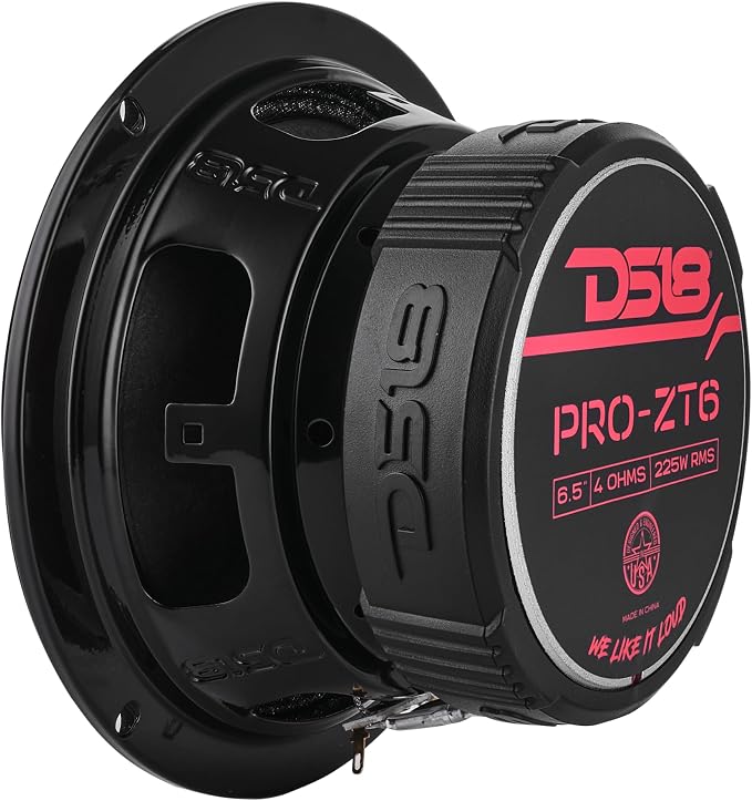 DS18 PRO-ZT6 6.5-Inch 2 Way Pro Audio Midrange Speakers with Built-in Bullet Tweeter 4-Ohms 450W Max 225W RMS Water Resistant - Black Metal Mesh Grill Included (1 Speaker)