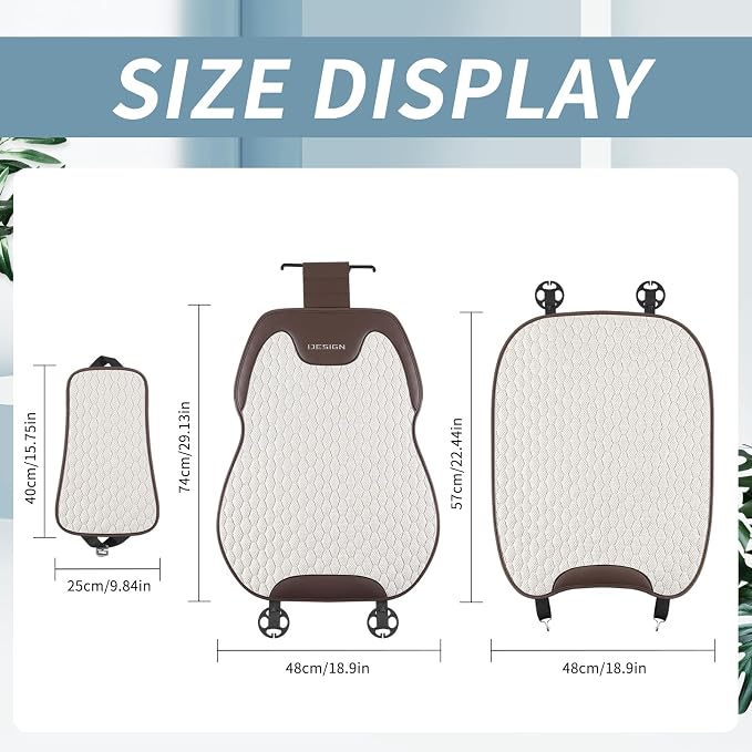Breathable Linen Car Seat Cover Protector for Front Seats – Durable, Non-Slip, Airbag Compatible, Universal Fit for Sedans, SUVs, Pickups (2pcs, Beige)