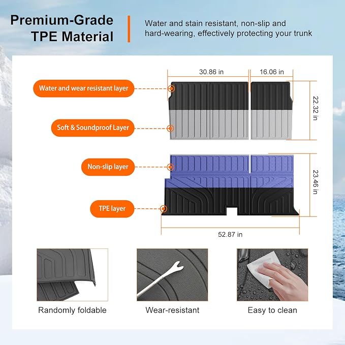 powoq Cargo Mat Compatible with 2003-2017 Ford Expedition Lincoln Navigator Cargo Liner TPE Trunk Mat 3rd Backrest Protector Trunk Liner Replacement for 2003-2017 Ford Expedition Accessories