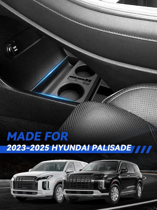 for Palisade Center Console Organizer 2023 2024 2025 Hyundai Palisade (SE, SEL, XRT, Limited, Calligraphy) Accessories Armrest Tray Middle Storage Box Insert Container with Cup Holder