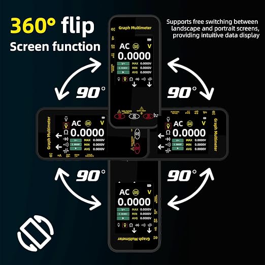 BSIDE Portable Digital Multimeter 20000 Word mV Voltmeter Rechargeable 3.2'' TFT Screen Compact Multimeter with Recording Mode Measure Resistance Capacitance Diode Max Min Ave Calculation