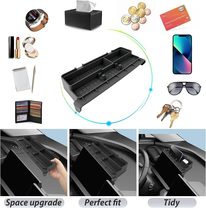 SKTU 2026 RAV4 Dashboard Storage Box 12.3" for 2026+ Toyota RAV4 (LE/SE/XLE Premium/Woodland/XSE/Limited) Dashboard Organizer Toyota RAV4 2026 Accessories Rubber Dashboard Tray (Only for 12.3" Dash)