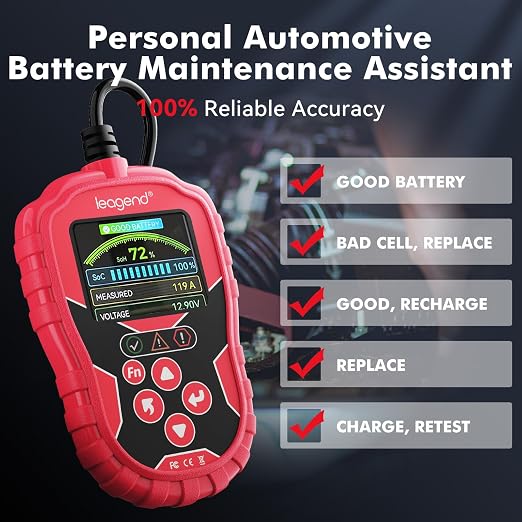 Car Battery Tester 6V/12V with 20-2000A CCA, 24V Cranking/Charging System Test, Quick Test & Multi-Standard Support, Diagnostic Tool for Trucks/Boats/RVs/Marine Vehicles