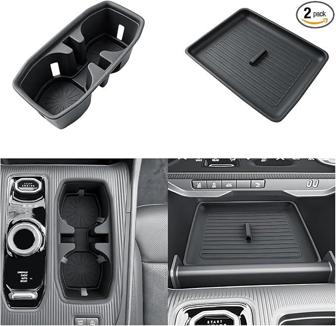 SKTU 2Pack for 2026 Jeep Cherokee Wireless Charging Mat for 2026+ Jeep Cherokee Wireless Charging Pad & Cup Holder Jeep Cherokee 2026 Accessories Rubber Cup Holder Wireless Charging Mat