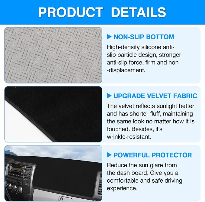 Autorder Dashboard Cover Mat for Toyota 4Runner 2003 2004 2005 2006 2007 2008 2009 Accessories Dash Cover Upgrade Velvet Dash Mat Sunshade Glare UV Rays Protector (Without Dash Speaker)