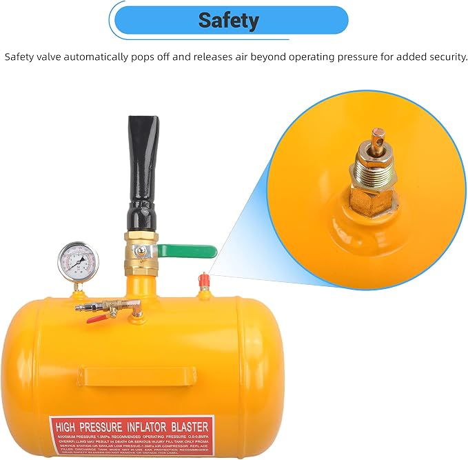 5 Gallon Air Tire Bead Seater 110 PSI Blaster Tool Seating Tire Inflator with Gauge by GESEXI - Car Truck ATV Tire Inflator Tank,Yellow