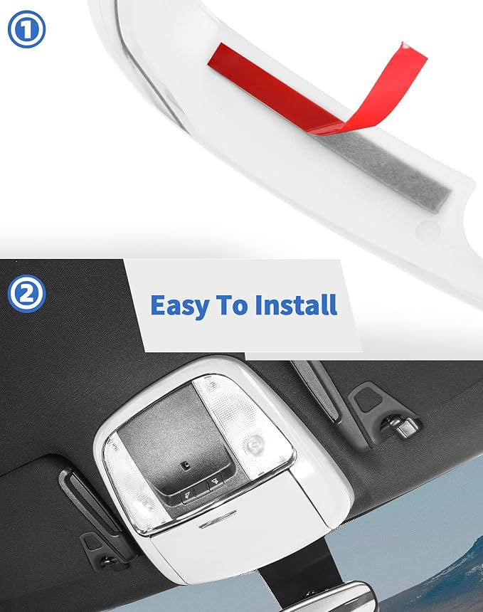 Roof Reading Light Cover Trim Fit for 2011 + Dodge Charger/Durango/Chrysler 300 Interior Accessories White Reading Lamp Decals Cover Trim Sticker Kit