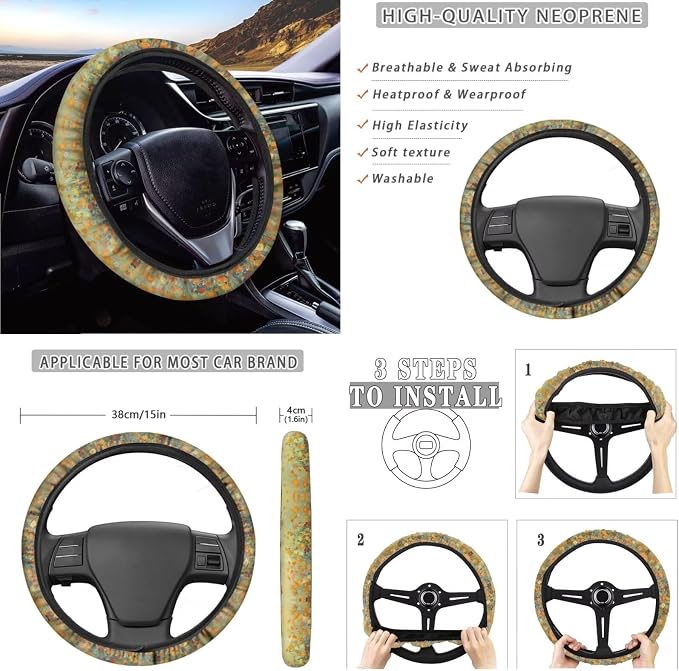 Cat Flower Print Auto Seat Covers Full Set, 10Pcs Car Accessories, Steering Wheel Cover, Air Vent Storage Box, Car Trash Bin, Cup Coasters, Keychain, Universal Fit for SUV Truck Van