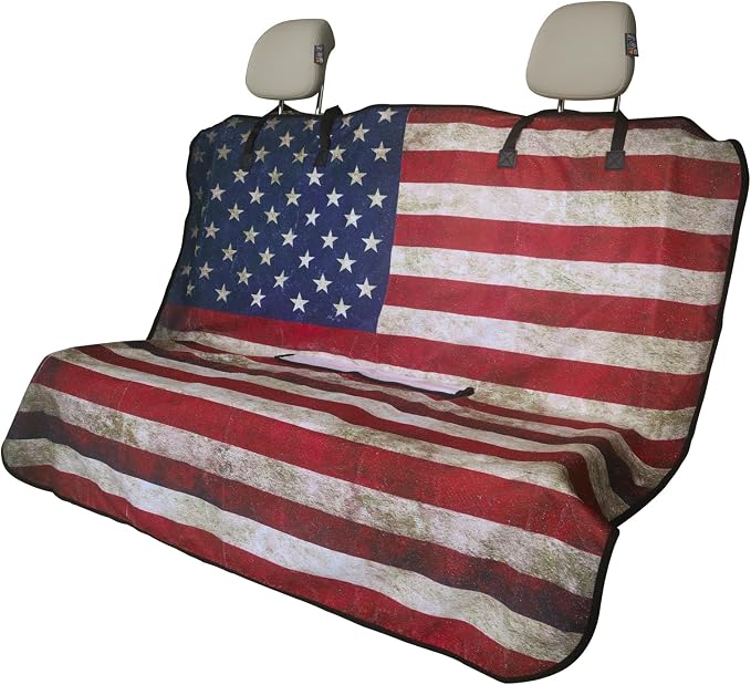 Back Seat Cover for Car Trucks Van SUV Jeep,Waterproof Rear Bench Towel Seat Covers for Dogs and Kids,Automotive Backseat Protector (American Flag)