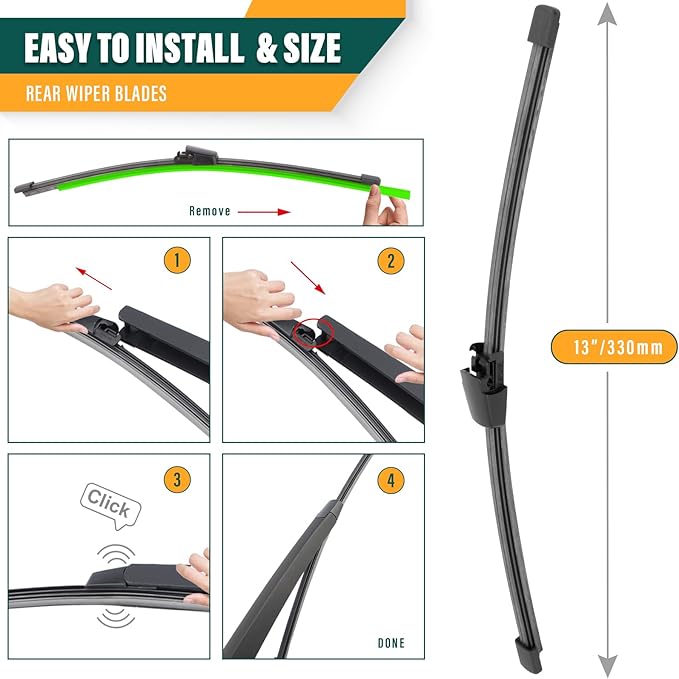 Windshield Wiper Blades Replacement for VW Volkswagen Tiguan 2007-2015 2016 2017,Original Equipment Replacement Front Rear Wiper Blade Set - 24" 21" 13" (Set of 3)