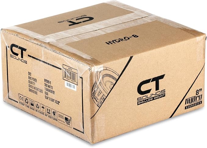 CT Sounds Hydro 8” Dual 2-Ohm 600-Watt Shallow Mount Car Subwoofer