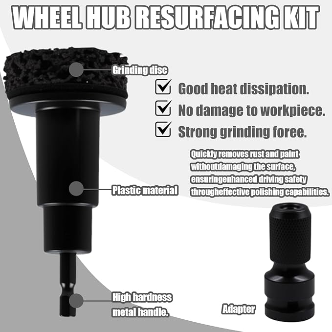 10 Pcs Wheel Hub Cleaning Tool Kit, Wheel Stud Cleaner and Hub Resurfacing Kit Includes 8 Pads, Quick Rust Removal, Fits 1/2” Wrenches or Power Drill, Automotive Maintenance Tool