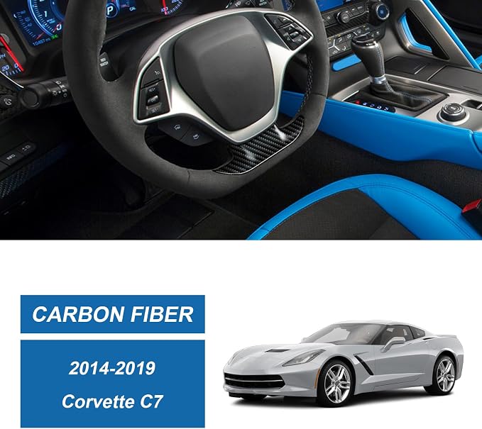 Real Carbon Fiber Steering Wheel Cover Compatible with Corvette C7 2014–2019