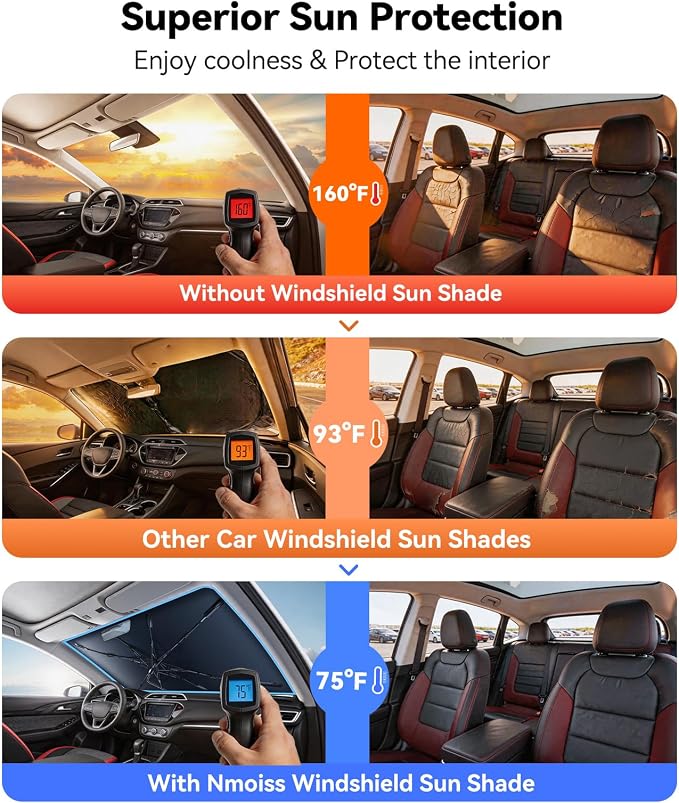 Nmoiss [Vinyl Coating Heat Shield] Windshield Sun Shade Umbrella Custom for Chevrolet Trailblazer, Protect Car from Sun Rays & Heat Damage Keep Cool and Protect Interior