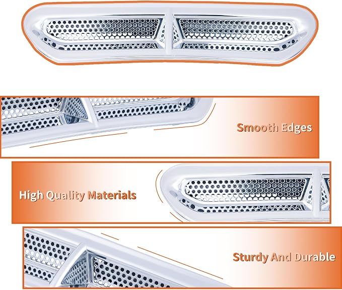 Plug & Play Vent Insert Turn Signal Light LED White Running Light And Amber Turn Signal, Compatible With Harley Touring Street Glide Ultra Limited 2014-2023, ABS Plastic (Chrome)