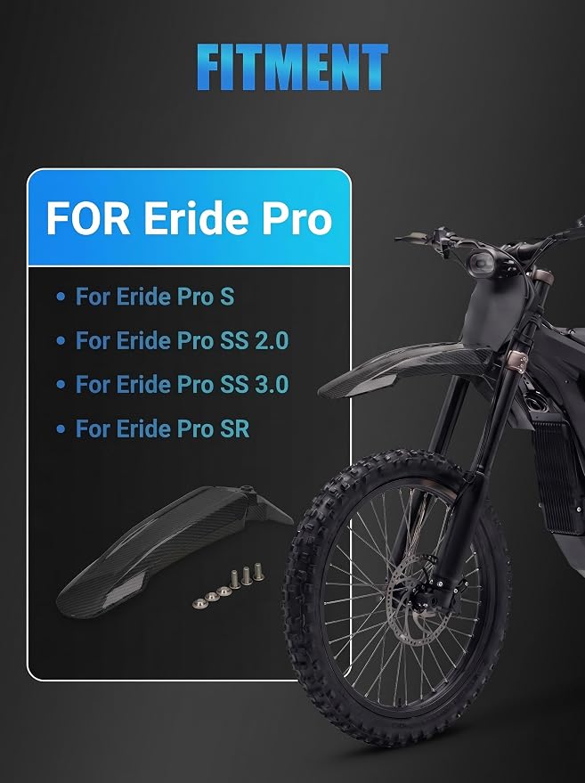 Electric Dirt Bike Front Fender for E Ride Pro,PP E Bike Mudguard Mud Guard for Eride Pro S/SS 2.0 3.0/SR - Imitation Carbon Fiber