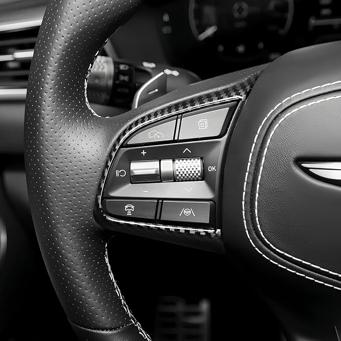 Car Steering Wheel Lower Trim Cover Auto Steering Wheel Protector Cover Compatible with Genesis G70 2019-2026 G80 DH 2017-2020 Accessories (Carbon Fiber Black Style)