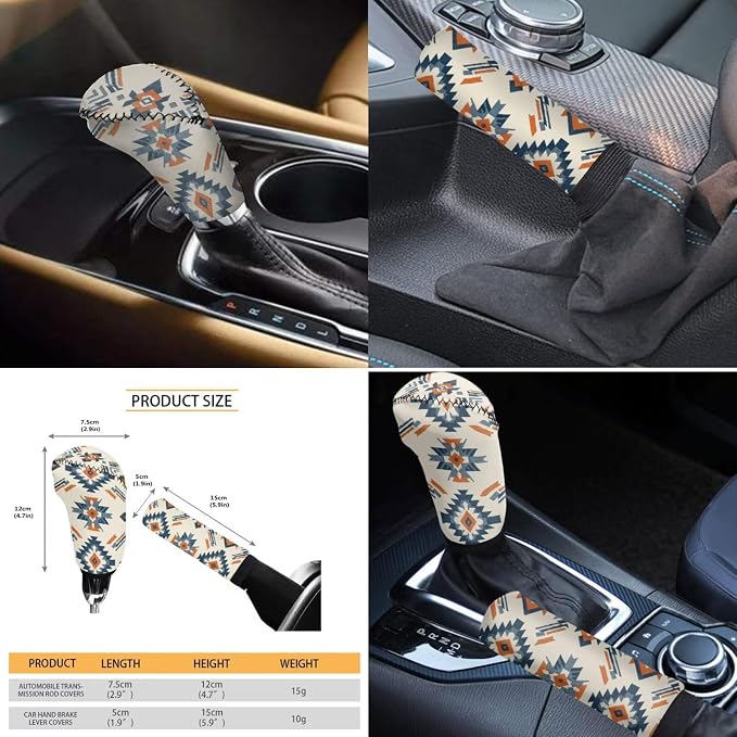 Wanyint Car Seat Cover Full Set 11 PCS, with Steering Wheel Headrest Handbrake Gear Shift Cover Cup Holders Universal Fit Most Vehicles, Southwest Aztec Blue Orange