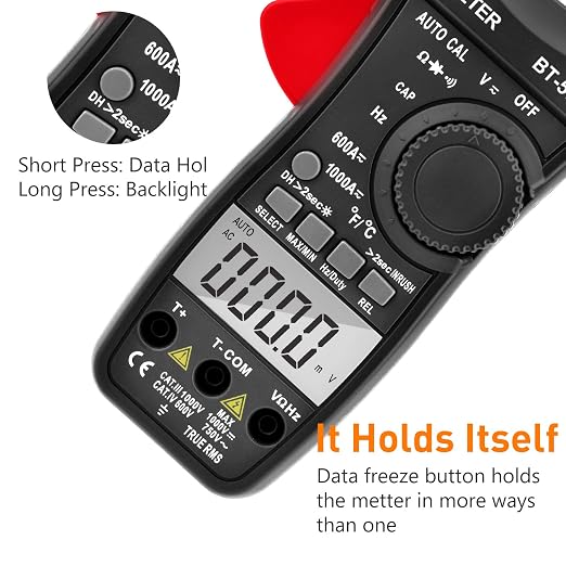 Inrush Current Clamp Multimeter, BTMETER BT-570N TRMS 5999 Display Clamp-on Amp Meter for AC/DC Voltage Amperage Ohm Temperature Test