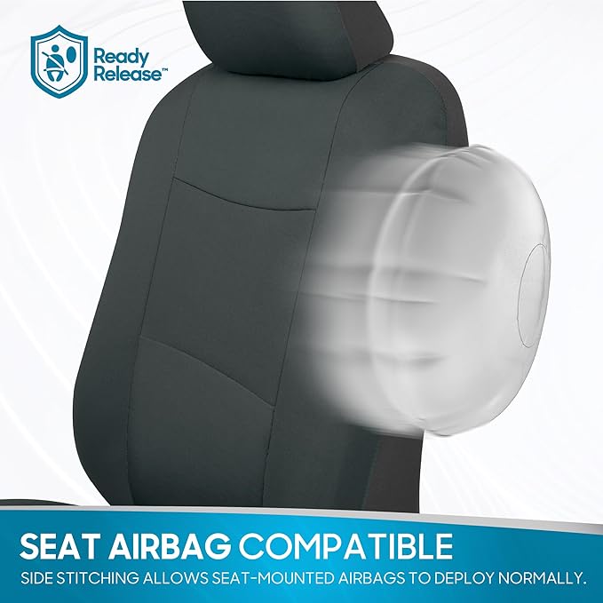 BDK PolyPro Car Seat Covers Full Set in Solid Charcoal – Front and Rear Split Bench Seat Covers for Cars, Easy to Install, Accessories for Auto Trucks Van SUV